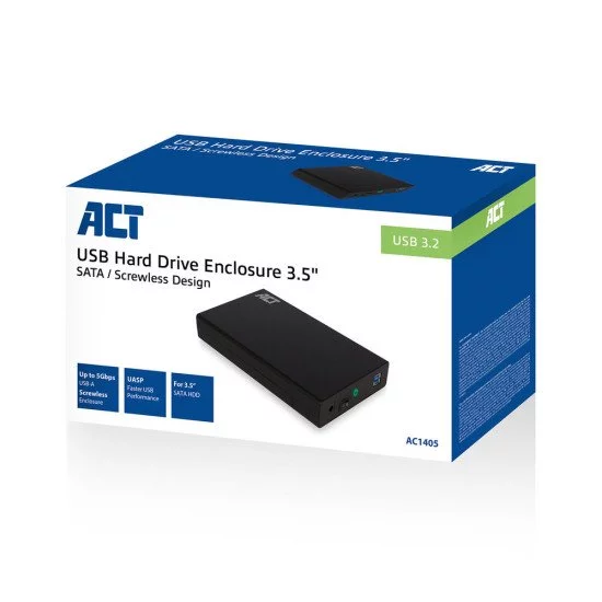 ACT AC1405 Boîtier de disques de stockage Boîtier disque dur/SSD Noir 3.5" ACT AC1405 Boîtier de disques de stockage Boîtier disque dur/SSD Noir 3.5"