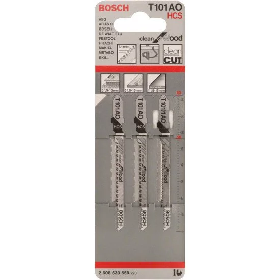 Bosch Lames de scie sauteuse T 101 AO Clean for Wood Bosch Lames de scie sauteuse T 101 AO Clean for Wood
