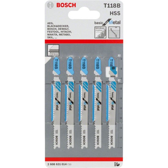 Bosch T 118 B Lames de scie sauteuse Acier rapide 5 pièce(s)