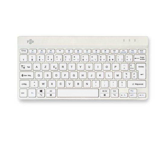 R-Go Tools Clavier ergonomique R-Go Compact Break, clavier compact avec logiciel de pause,AZERTY (FR), Bluetooth, blanc