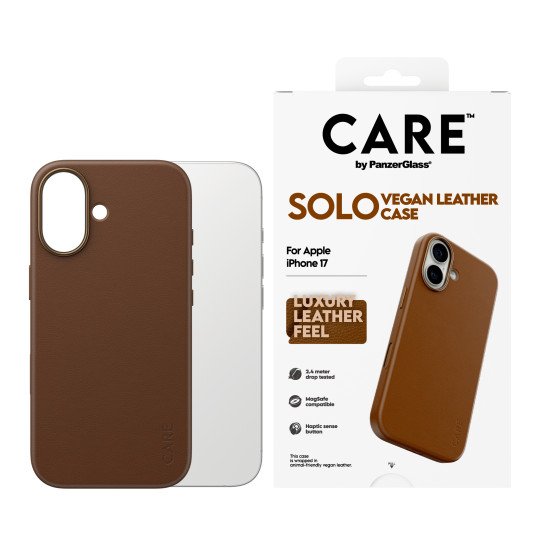 PanzerGlass CARE™ by ® Solo Case Brown iPhone 17 coque de protection pour téléphones portables Housse Marron