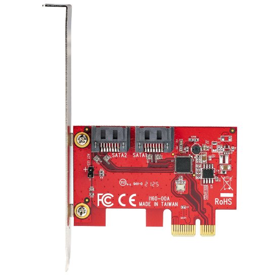 StarTech.com Carte PCI Express SATA 2 ports - Carte Contrôleur PCIe SATA - 6Gbps - ASM1166 Non-RAID - Convertisseur PCI Express 3.0 vers SATA - Connecteurs SATA Empilés - Carte d'Extension SATA