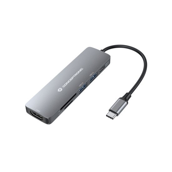 Conceptronic DONN11G hub & concentrateur USB 3.2 Gen 1 (3.1 Gen 1) Type-C 5000 Mbit/s Gris