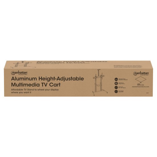 Manhattan Support sur roulettes pour TV/moniteurs, écrans 37" à 100", Compatibilité VESA : de 200x200 à 1000x600 mm (vérifiez les dimensions des quatre trous de fixation à l'arrière), charge max. 80 kg, hauteur réglable 1200–1600 mm