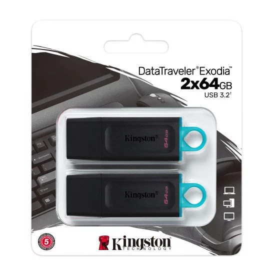 Kingston Technology DataTraveler Exodia lecteur USB flash 64 Go USB Type-A 3.2 Gen 1 (3.1 Gen 1) Noir Kingston Technology DataTraveler Exodia lecteur USB flash 64 Go USB Type-A 3.2 Gen 1 (3.1 Gen 1) Noir