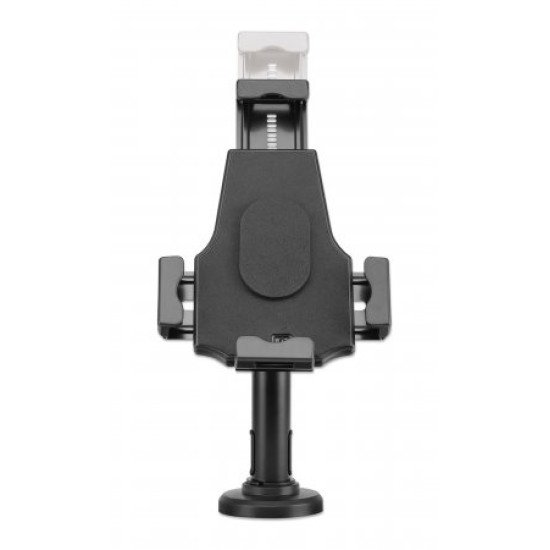 Manhattan Support de bureau pour iPad et tablettes, verrouillable, montage mural possible, antivol, pour tablettes 7,9" à 10,5", rotation 360°, inclinaison ±70°, pivot 330°, noir