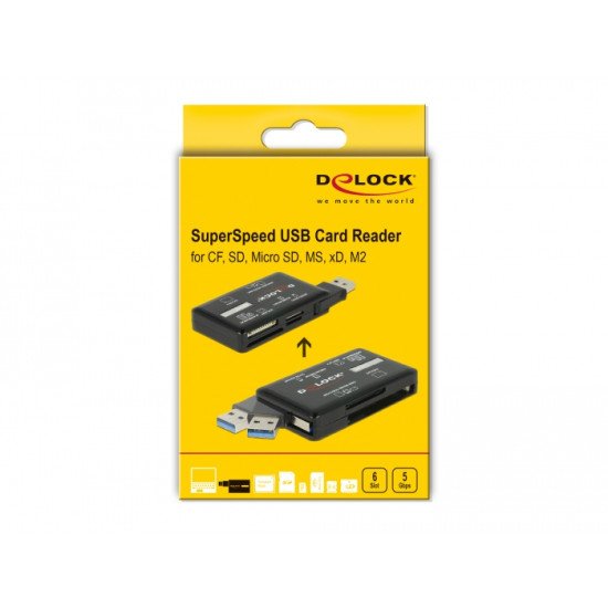 DeLOCK 91758 lecteur de carte mémoire USB 3.2 Gen 1 (3.1 Gen 1) Noir