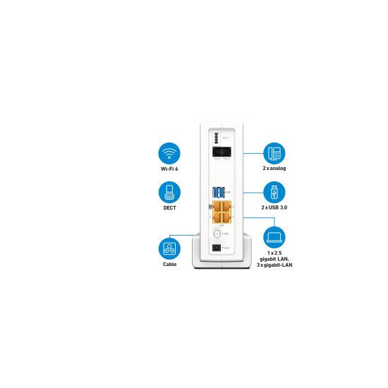 AVM FRITZ!Box 6690 CABLE RETAIL INTERNATIONAL routeur sans fil 10 Gigabit Ethernet Bi-bande (2,4 GHz / 5 GHz) Blanc