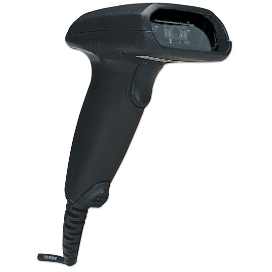 Manhattan Scanner de codes-barres CCD portable longue portée, USB, profondeur de lecture 500 mm, câble 1,5 m, lumière ambiante max. 10 000 lux, noir, garantie 3 ans