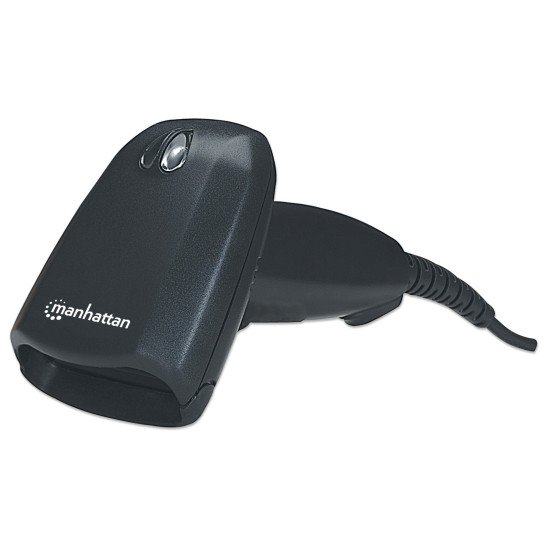 Manhattan Scanner de codes-barres CCD portable longue portée, USB, profondeur de lecture 500 mm, câble 1,5 m, lumière ambiante max. 10 000 lux, noir, garantie 3 ans