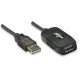 Manhattan Rallonge USB-A active, 10 m, mâle vers femelle, 480 Mbit/s (USB 2.0), chaînable, répéteur intégré, noir, garantie 3 ans, équivalent à USB2AAEXT10M