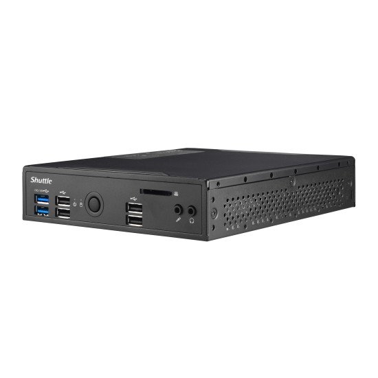 Shuttle XPC slim Barebone DS20UV2, Celeron 5205U, 1xHDMI, 1xDP, 1x VGA, 2xLAN (1xGbit, 1x2.5Gbit), 1xCOM, 8xUSB, fanless, fonctionnement permanent 24/7