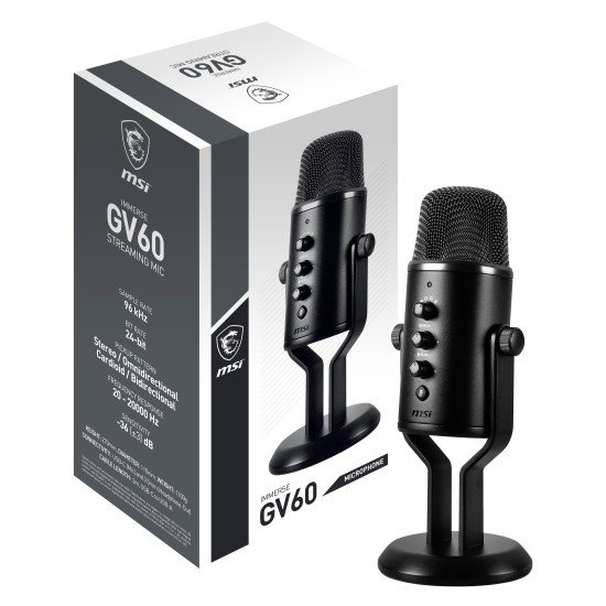MSI IMMERSE GV60 STREAMING MIC microphone Noir Microphone de console de jeu MSI IMMERSE GV60 STREAMING MIC microphone Noir Microphone de console de jeu