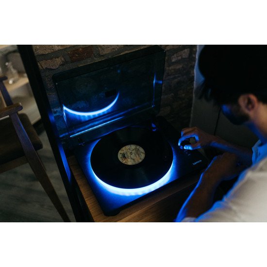 Lenco LS-50LEDBK platine Tourne-disque entraîné par courroie Noir