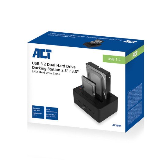 ACT AC1504 Station d'accueil de disques de stockage USB 3.2 Gen 1 (3.1 Gen 1) Type-B Noir