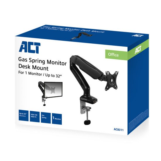 ACT AC8311 support d'écran plat pour bureau 81,3 cm (32") Pince/boulon Noir