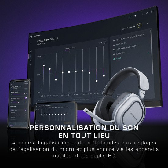 Turtle Beach Casque gaming amplifié multiplateforme sans fil Stealth 700 pour PS5, PS4, PC et mobile - Haut-parleurs 60 mm, microphone avec isolation acoustique par l'IA, Bluetooth, autonomie 80 heures, deux émetteurs - Blanc Turtle Beach Casque gaming amplifié multiplateforme sans fil Stealth 700 pour PS5, PS4, PC et mobile - Haut-parleurs 60 mm, microphone avec isolation acoustique par l'IA, Bluetooth, autonomie 80 heures, deux émetteurs - Blanc