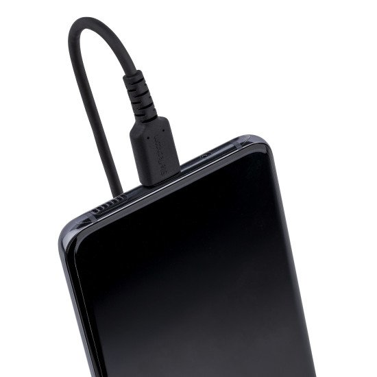 StarTech.com Câble USB vers USB-C de 50cm - Cordon USB USB-C Enroulé à Usage Intensif - Câble USB-A vers USB-C en Fibre Aramide Robuste - Chargeur USB-C M/M - Adaptateur Thunderbolt 3 Noir