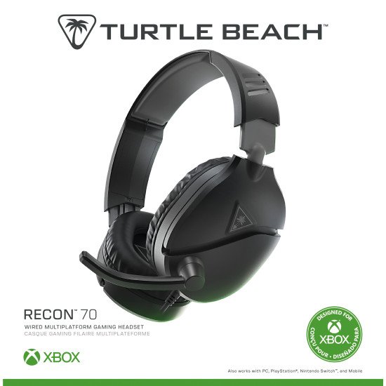Turtle Beach Casque gaming multiplateforme Recon 70 - Xbox Series X|S, Xbox One, PC, Nintendo Switch, et appareils mobiles avec prise 3,5 mm - microphone à bascule, écouteurs de 40 mm Turtle Beach Casque gaming multiplateforme Recon 70 - Xbox Series X|S, Xbox One, PC, Nintendo Switch, et appareils mobiles avec prise 3,5 mm - microphone à bascule, écouteurs de 40 mm