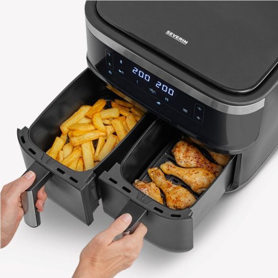 Severin FR 2463 Double 8 L Autonome 2600 W Friteuse d'air chaud Noir