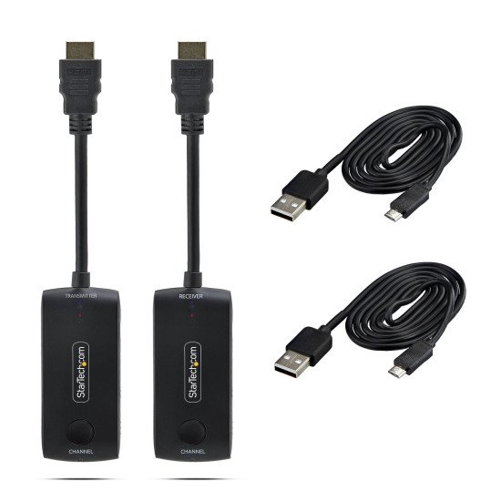 StarTech.com Extendeur HDMI Sans Fil pour Salles de Réunion et Espaces de Travail Collaboratifs, 4K 60Hz, Portée de 20m, Alimentation par USB, Kit Transmetteur et Récepteur Plug-and-Play