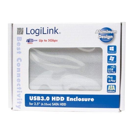 LogiLink UA0106A Boîtier de disques de stockage 2.5" Argent Alimenté par port USB