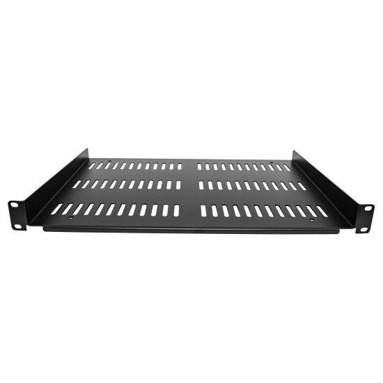 StarTech.com Étagère Rack 19 pouces 1U - Plateau Rackable Universel Ventilé - Étagère Baie de Brassage - Étagère Cantilever Rack 19" - Capacité 25kg - Rangement Rack Informatique - Profondeur 30,5cm (12"), Noir