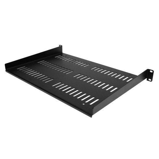 StarTech.com Étagère Rack 19 pouces 1U - Plateau Rackable Universel Ventilé - Étagère Baie de Brassage - Étagère Cantilever Rack 19" - Capacité 25kg - Rangement Rack Informatique - Profondeur 30,5cm (12"), Noir