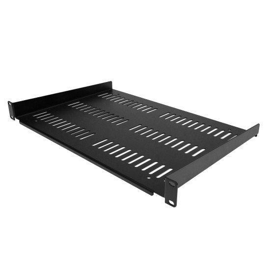 StarTech.com Étagère Rack 19 pouces 1U - Plateau Rackable Universel Ventilé - Étagère Baie de Brassage - Étagère Cantilever Rack 19" - Capacité 25kg - Rangement Rack Informatique - Profondeur 30,5cm (12"), Noir