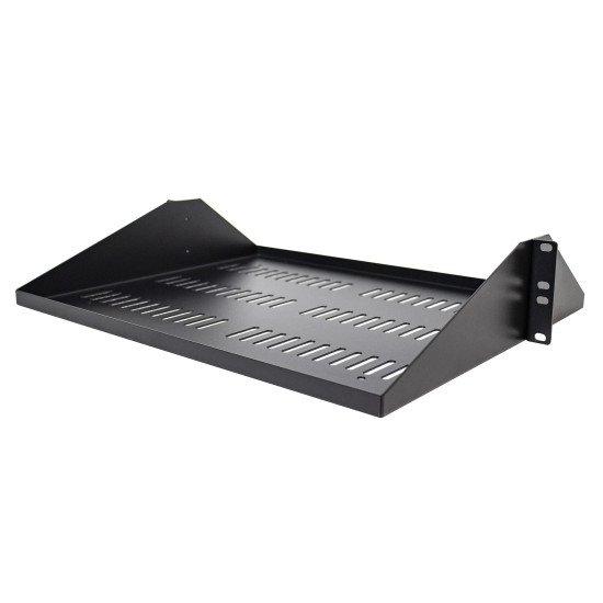 StarTech.com Étagère Rack 19 pouces 2U - Plateau Rackable Universel Ventilé - Étagère Baie de Brassage - Étagère Cantilever Rack 19" - Capacité 91kg - Rangement Rack Informatique - Profondeur 35,6cm (14"), Noir