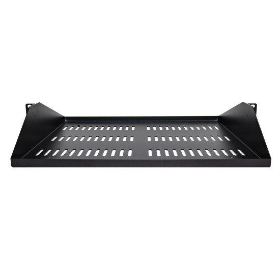 StarTech.com Étagère Rack 19 pouces 2U - Plateau Rackable Universel Ventilé - Étagère Baie de Brassage - Étagère Cantilever Rack 19" - Capacité 91kg - Rangement Rack Informatique - Profondeur 35,6cm (14"), Noir