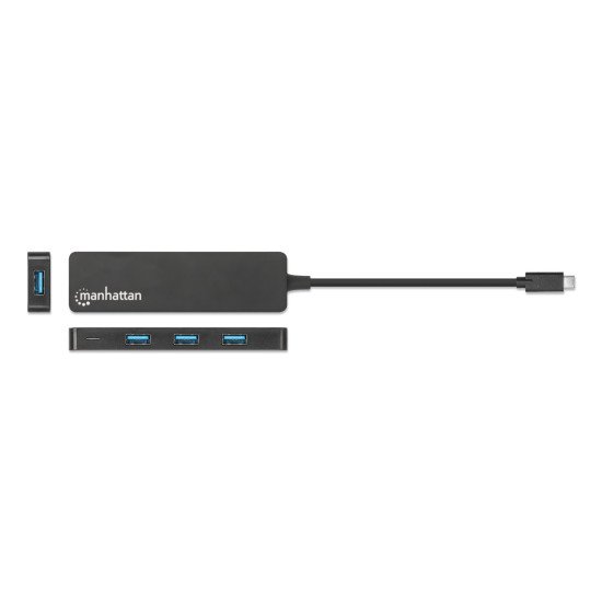 Manhattan Dock/hub USB-C, 4 ports : 4x USB-A, 5 Gbit/s (USB 3.0), Alimenté par USB (aucune alimentation externe requise), équivalent à HB30CM4AB