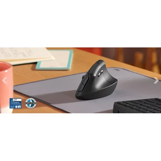 Logitech Souris Ergonomique Sans Fil Gauche Lift Noir