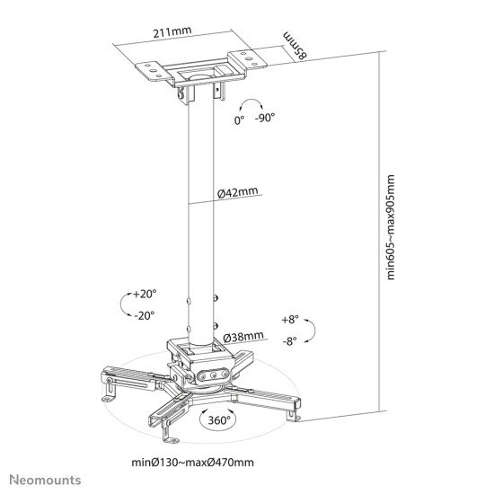 Neomounts by Newstar support plafond pour vidéo-projecteur