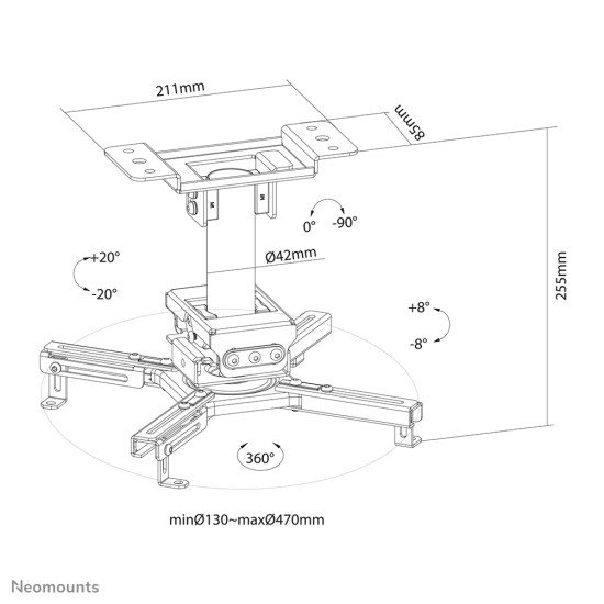 Neomounts by Newstar support plafond pour vidéo-projecteur