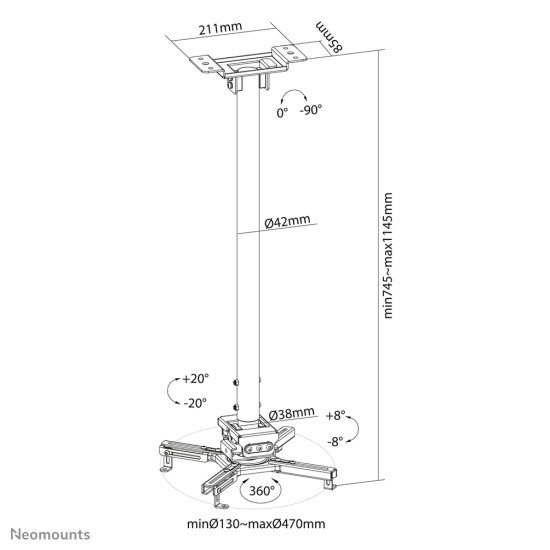 Neomounts by Newstar support plafond pour vidéo-projecteur