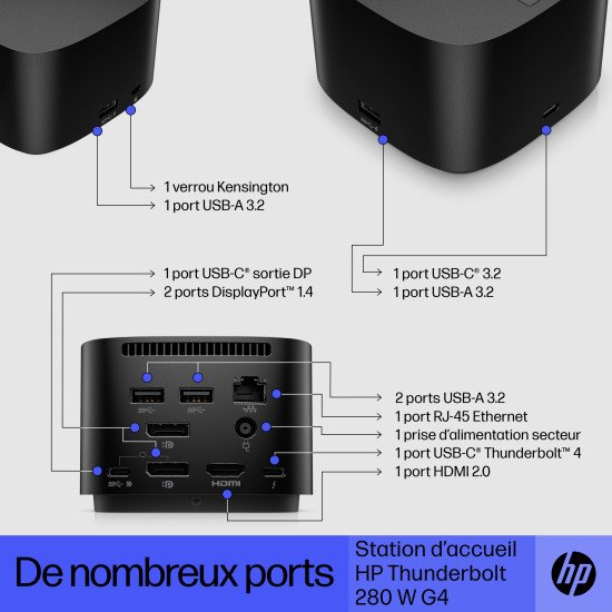 HP Station d'accueil Thunderbolt 280 W G4 avec câble combo