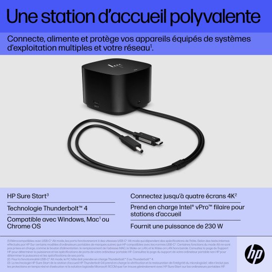 HP Station d'accueil Thunderbolt 280 W G4 avec câble combo