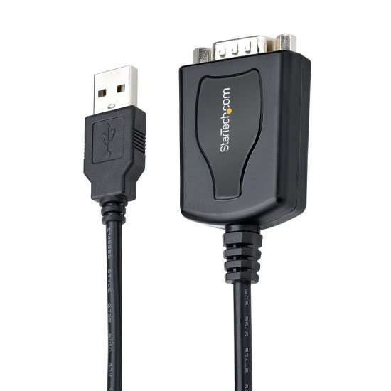 StarTech.com Câble USB vers RS232 de 1m - Câble Convertisseur USB vers RS232 DB9 Mâle avec Rétention du Port COM - Prolific IC - Adaptateur USB vers Série pour PLC/Imprimante/Scanner, Windows/Mac