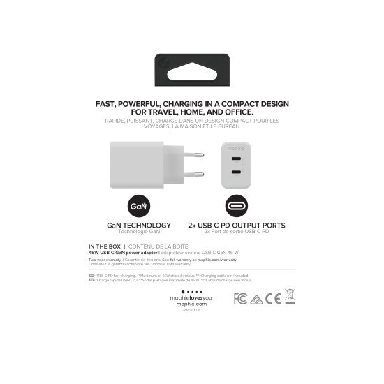 mophie 409909299 chargeur d'appareils mobiles Blanc Intérieure mophie 409909299 chargeur d'appareils mobiles Blanc Intérieure