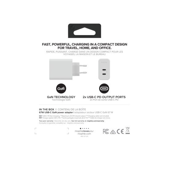 mophie 409909304 chargeur d'appareils mobiles Blanc Intérieure mophie 409909304 chargeur d'appareils mobiles Blanc Intérieure
