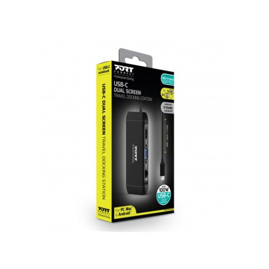 Port Designs 901913 hub & concentrateur USB 2.0 Type-C 5000 Mbit/s Noir Port Designs 901913 hub & concentrateur USB 2.0 Type-C 5000 Mbit/s Noir