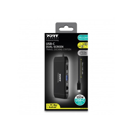 Port Designs 901913 hub & concentrateur USB 2.0 Type-C 5000 Mbit/s Noir Port Designs 901913 hub & concentrateur USB 2.0 Type-C 5000 Mbit/s Noir