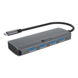 ICY BOX IB-DK4022a-CPD Avec fil USB 3.2 Gen 1 (3.1 Gen 1) Type-C Aluminium, Argent