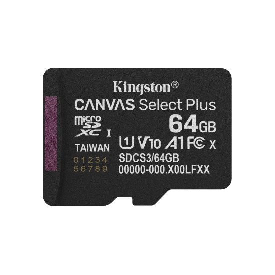 Kingston Technology 64GB microSDXC Canvas Select Plus Gen3 100MB/s A1 (Adaptateur SD inclus) Kingston Technology 64GB microSDXC Canvas Select Plus Gen3 100MB/s A1 (Adaptateur SD inclus)