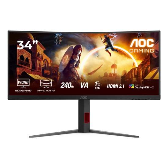 AOC G4 CU34G4Z écran PC 86,4 cm (34") 3440 x 1440 pixels Wide Quad HD LED Noir, Rouge AOC G4 CU34G4Z écran PC 86,4 cm (34") 3440 x 1440 pixels Wide Quad HD LED Noir, Rouge