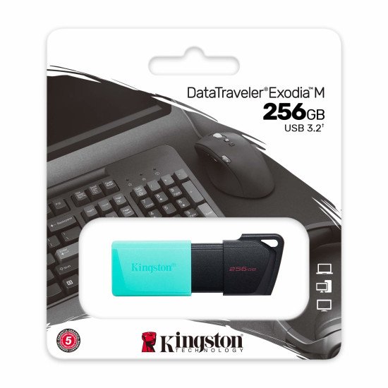 Kingston Technology DataTraveler Exodia M lecteur USB flash 256 Go USB Type-A 3.2 Gen 1 (3.1 Gen 1) Noir, Turquoise
