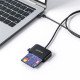 Manhattan Lecteur de cartes à puce à contact USB-C, avec emplacement microSD, connecteur USB-C mâle, compatible avec Windows, macOS et Linux, lit les cartes SIM avec adaptateur, câble de 1 m, noir, garantie de 3 ans