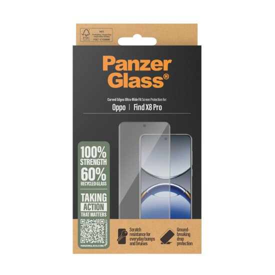 PanzerGlass ® Screen Protector w. Black Frame Oppo Find X8 Pro | Ultra-Wide Fit Protection d'écran transparent 1 pièce(s) PanzerGlass ® Screen Protector w. Black Frame Oppo Find X8 Pro | Ultra-Wide Fit Protection d'écran transparent 1 pièce(s)