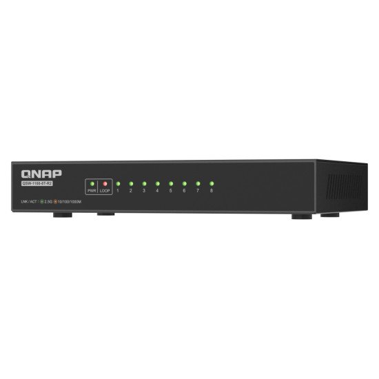 QNAP QSW-1108-8T-R2 commutateur réseau Non-géré 2.5G Ethernet (100/1000/2500) Bureau Noir